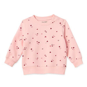 Okie‎ Dokie Baby Girls Crew Neck Long Sleeve Fleece Sweatshirt Pink Hearts - 24M